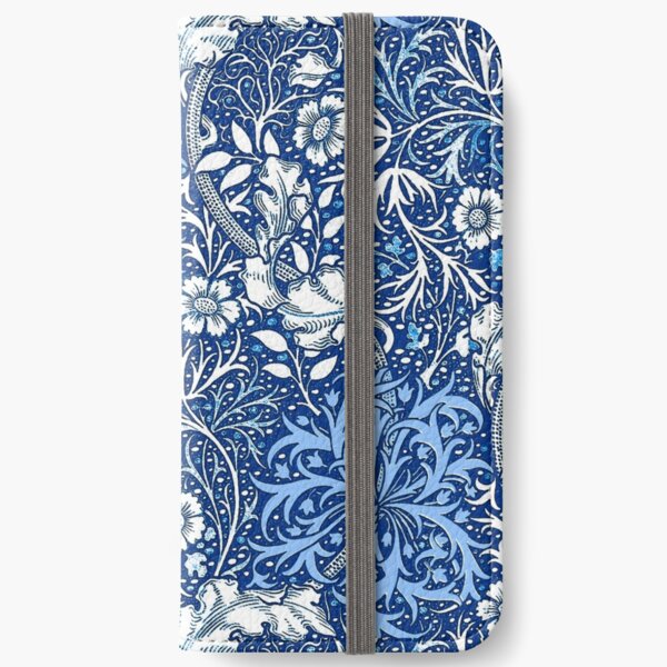 Art Nouveau Seaweed Floral, Cobalt Blue iPhone Wallet