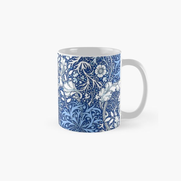 Art Nouveau Seaweed Floral, Cobalt Blue Classic Mug