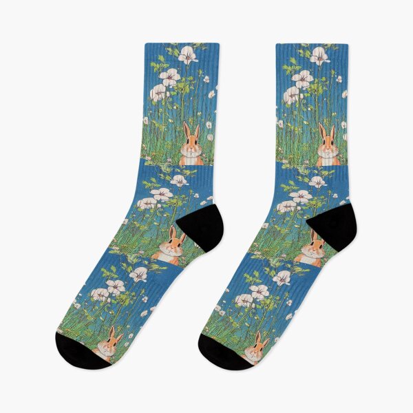 Item preview, Vintage Floral Rabbit Bunny and Blue Skies Flora and Fauna in Nature designed and sold by wigobun.