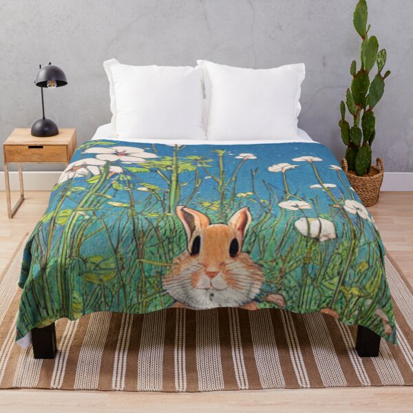 Item preview, Vintage Floral Rabbit Bunny and Blue Skies Flora and Fauna in Nature designed and sold by wigobun.