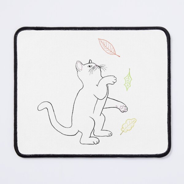 Item preview, Colourful Black Cat Silhouette Outline - Cat Playing With Leaves designed and sold by VoilaDalilah.