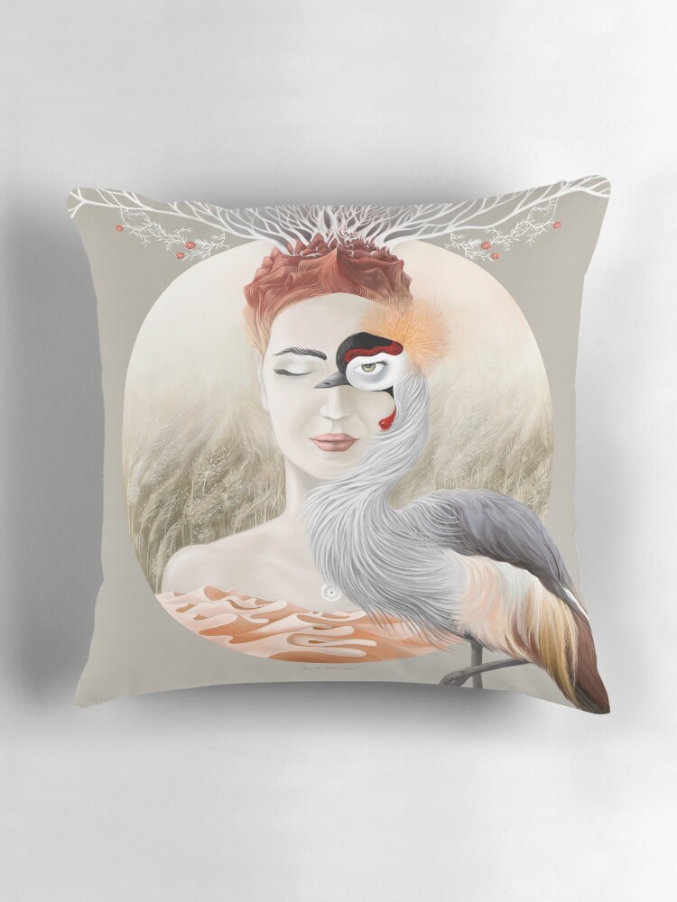 Thumbnail 3 of 4, Pillow, Bird of Cranes designed and sold by Ruta.