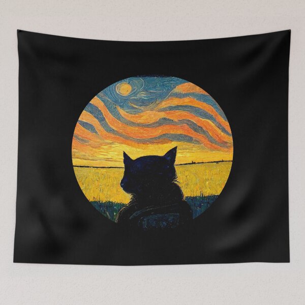 Item preview, Cat Watching Sunset AI generator designed and sold by GraymanShop.