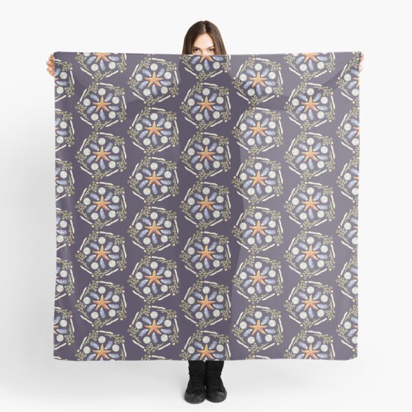 Tide Pool Beach Mandala 3 - Watercolor - Plum Scarf