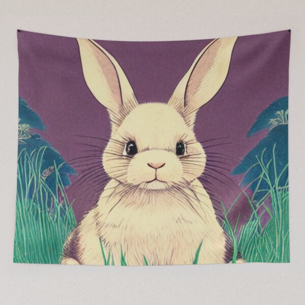 Item preview, Cute Furry White Rabbit Floral American Rabbit Bunny Pet Animal designed and sold by wigobun.