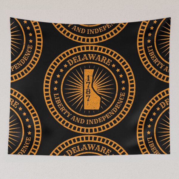 Item preview, Delaware State Map Flag - DE Motto Slogan - The First State designed and sold by Ranggasme.