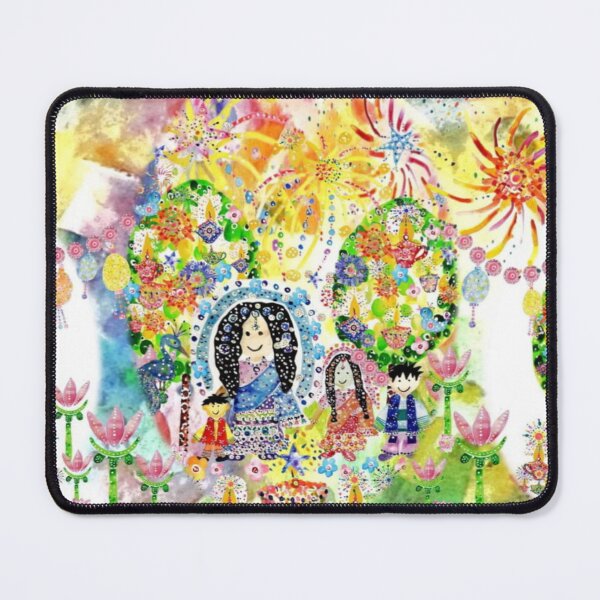 Item preview, Firework Celebration In the Sparkling Diwali Forest Watercolour Collage designed and sold by DefaultOneWorld.