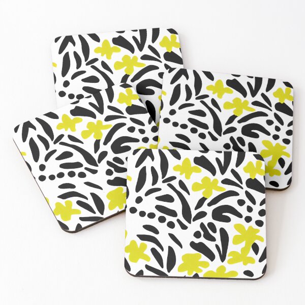 Item preview, Scandi flower pattern black and yellow designed and sold by patterncrow.