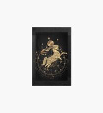Western Zodiac - Golden Aries -The Ram on Black Canvas Art Board