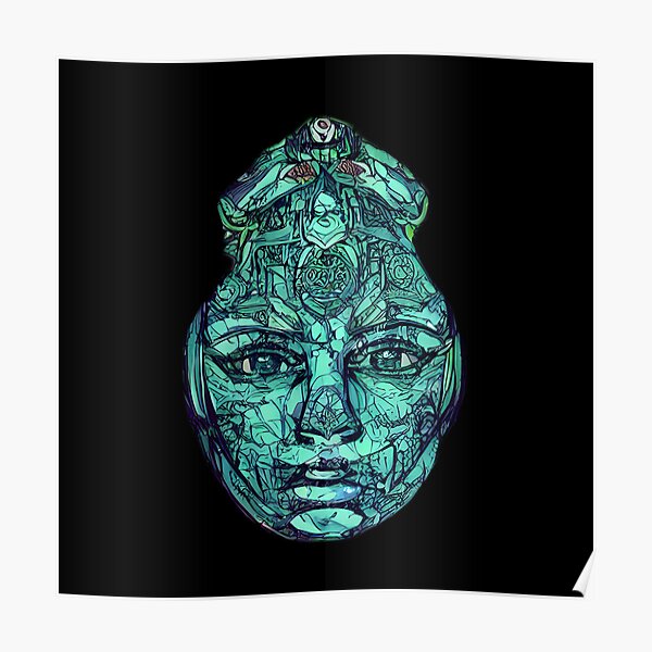 "Abstract Woman Face in Cracked Stone Gothic Fantasy Motif Patterns