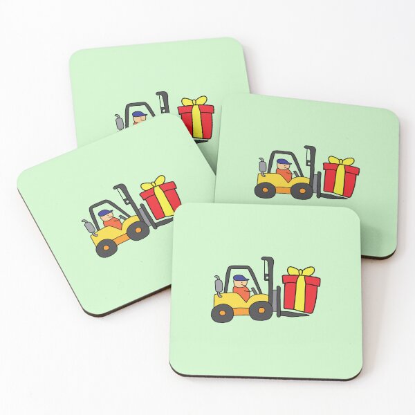 Item preview, cute forklift lifting a giant box gift designed and sold by wordspotrayal.