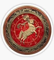 Western Zodiac - Golden Aries -The Ram on White Leather Sticker
