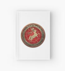 Western Zodiac - Golden Aries -The Ram on White Leather Hardcover Journal