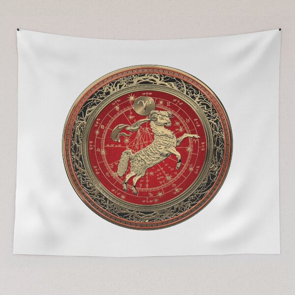 Item preview, Western Zodiac - Golden Aries -The Ram on White Leather designed and sold by Serge Averbukh Art Studio.