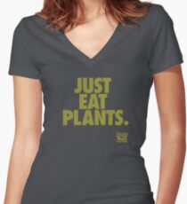 Just Eat Plants. Women's Fitted V-Neck T-Shirt