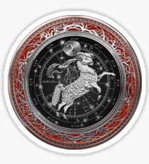 Western Zodiac - Golden Aries -The Ram on Red Velvet Sticker