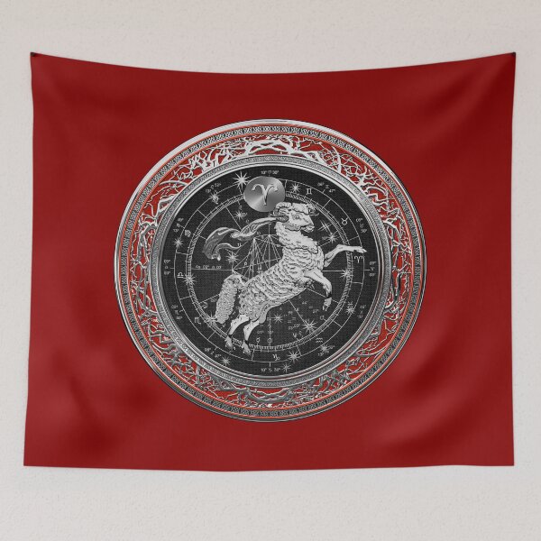 Item preview, Western Zodiac - Golden Aries -The Ram on Red Velvet designed and sold by Serge Averbukh Art Studio.