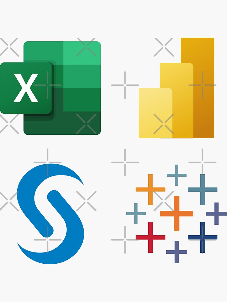 Excel power bi sas tableau 4x sticker combo pack sticker for sale