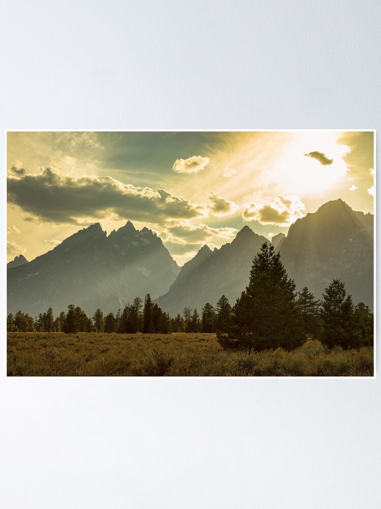 Alternate view of Smoky Golden Light On The Tetons Poster