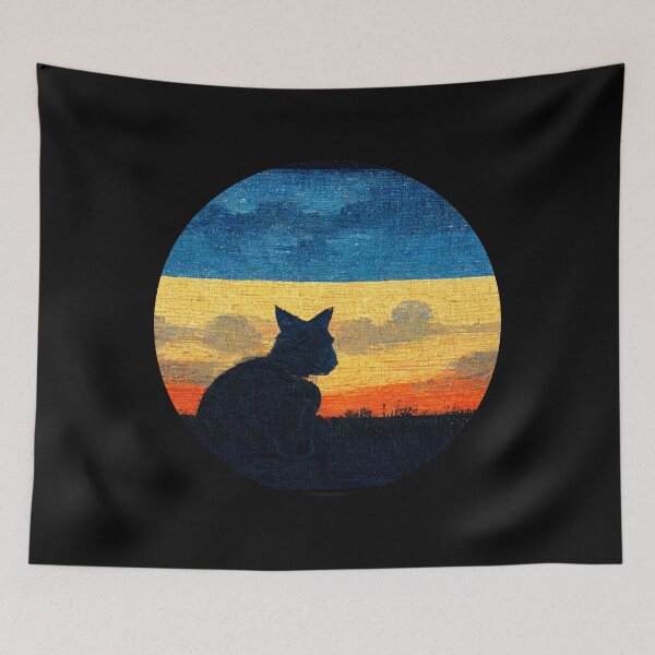 Item preview, Cat Watching Sunset AI generator designed and sold by GraymanShop.