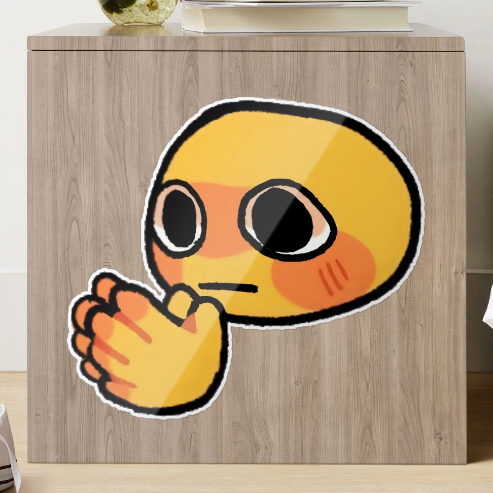 Thinking about cursed emoji hand Sticker for Sale by JanineUrban