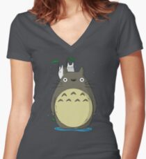 Totoro Women's Fitted V-Neck T-Shirt