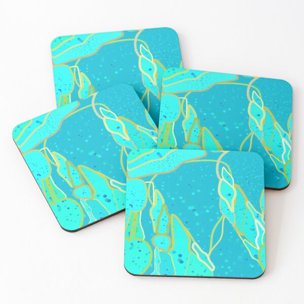Item preview, "Sea Grotto" abstract - turquoise, blue, gold designed and sold by Marymarice.