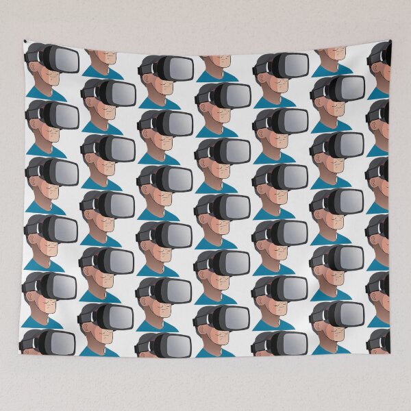Item preview, Curly Italian Mustache Guy Wearing Large  VR Headset (anime style) designed and sold by Digital-Davinci.