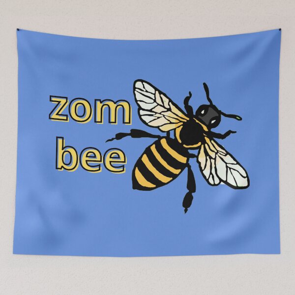 Item preview, Zombie Zombee Zom Bee Funny Cute Retro Vintage yellow black save bees designed and sold by marie-inks.
