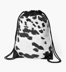 Cowhide Black and White 3 Drawstring Bag