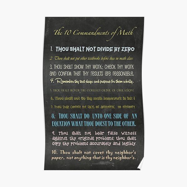 Ten Commandments of Math Poster