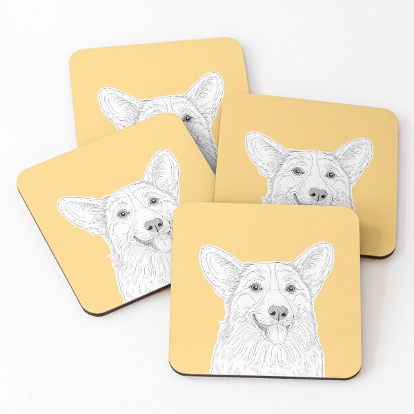 Item preview, Cute Corgi Dog Portrait (custard yellow background) designed and sold by Adam Regester.