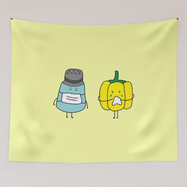 Item preview, cute pepper bottle wearing mask with yellow pepper sneezing designed and sold by wordspotrayal.