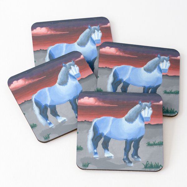 Item preview, Blue Horse Red Dawn - Acrylic Painting designed and sold by Spunwheel.