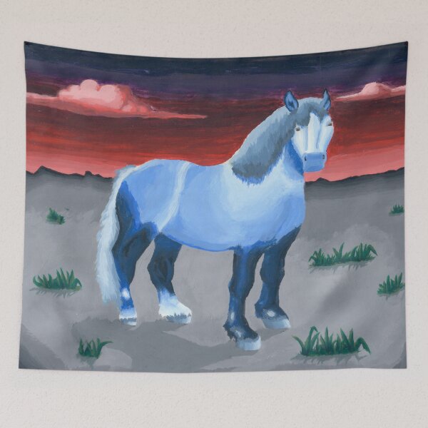 Item preview, Blue Horse Red Dawn - Acrylic Painting designed and sold by Spunwheel.