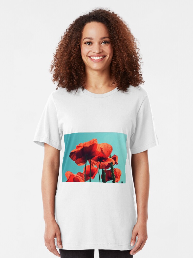 Alternate view of Red weed under the sky Slim Fit T-Shirt