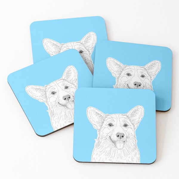 Item preview, Cute Corgi Dog Portrait (pale blue background) designed and sold by Adam Regester.