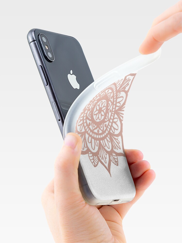 Vista alternativa de Funda y vinilo para iPhone Nuevo Mandala de oro rosa