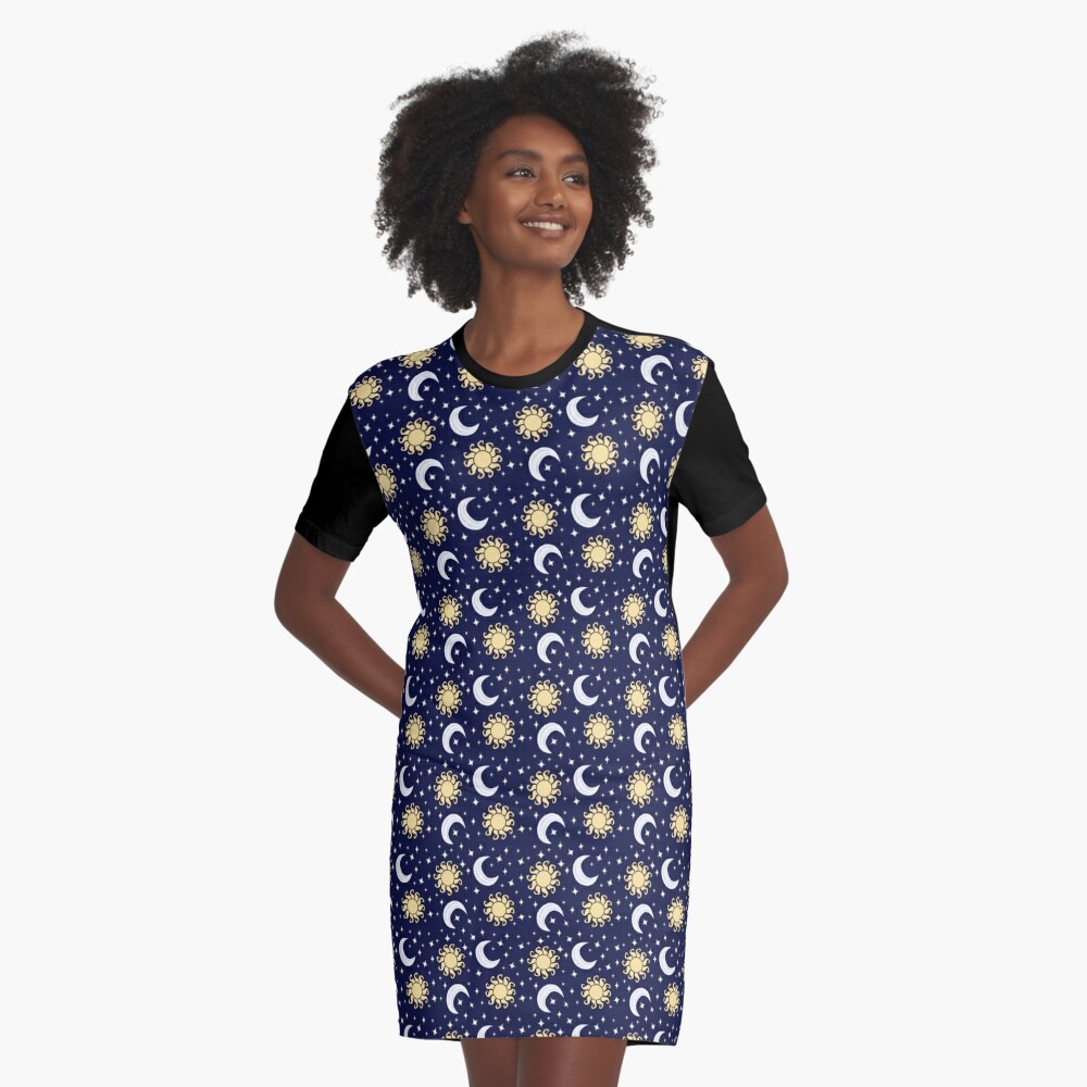 Griechisch Inspirierte Sonnen Und Monde Mit Sternen A Linien Kleid Von Czollinger Redbubble