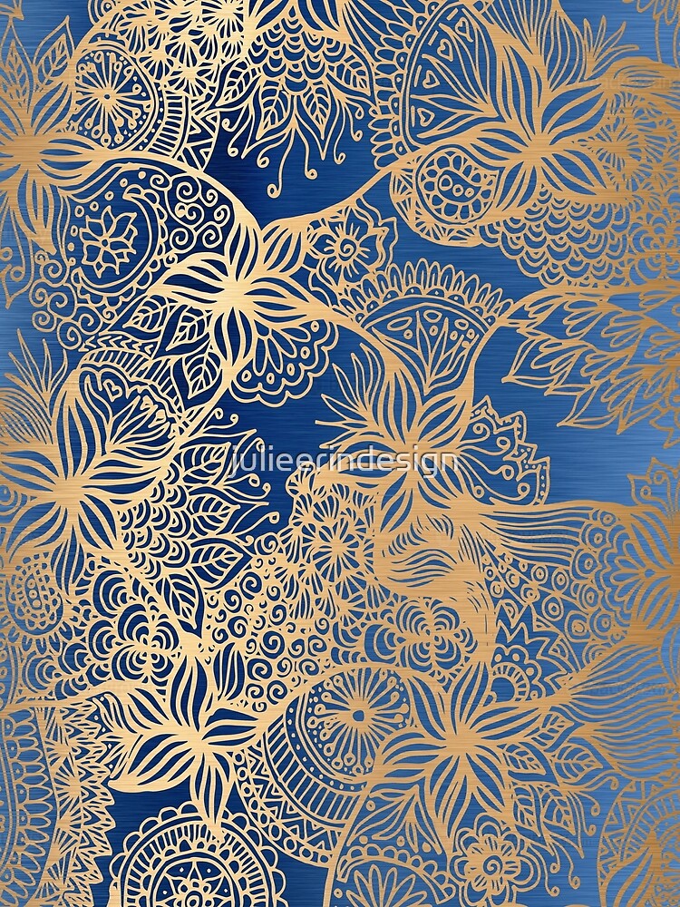 Blue and Gold Mandala Patterns by julieerindesign