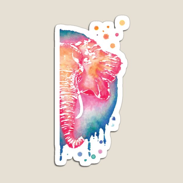Elephant Watercolour Circle Magnet