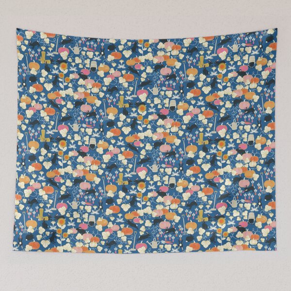 Item preview, Delicious Vegetable Patch - Endeavour Blue designed and sold by appleyards.