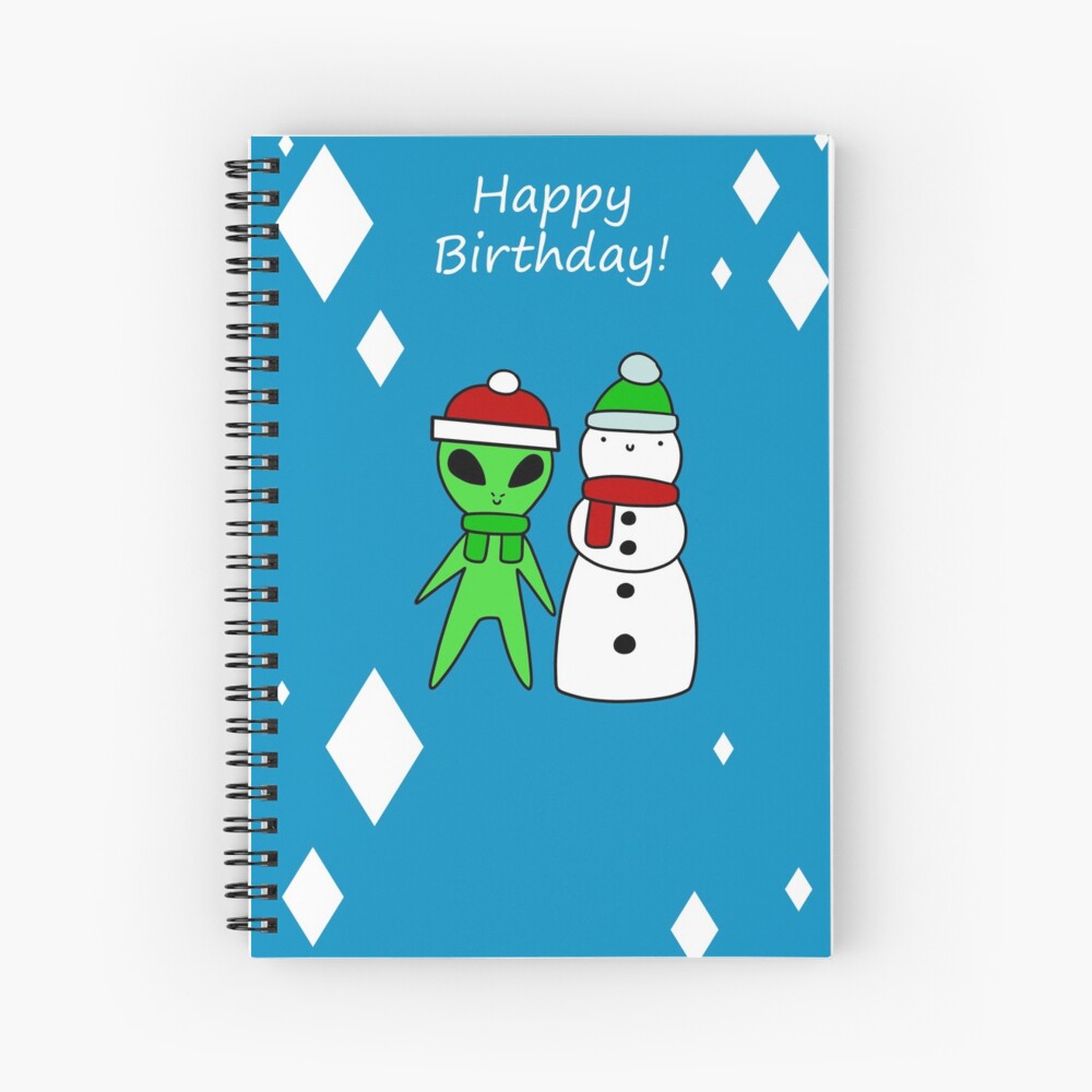 Carte De Vœux Joyeux Anniversaire Alien Et Bonhomme De Neige Par Saradaboru Redbubble