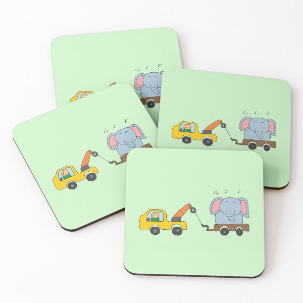 Item preview, cute tow truck towing an elephant designed and sold by wordspotrayal.
