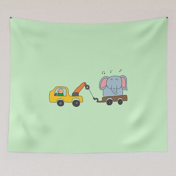 Item preview, cute tow truck towing an elephant designed and sold by wordspotrayal.