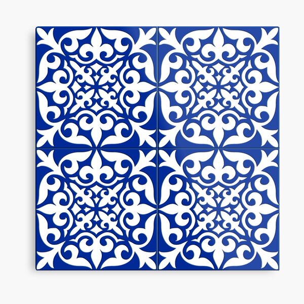 Moroccan tile - cobalt blue Metal Print