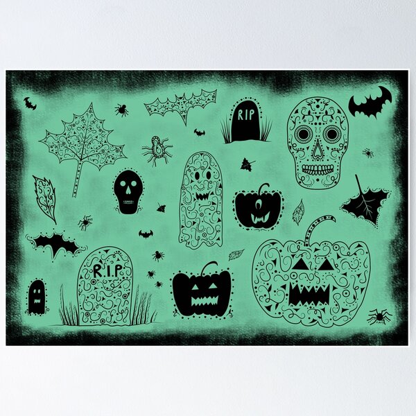 Item preview, Spooky Halloween in green designed and sold by jainadesign.