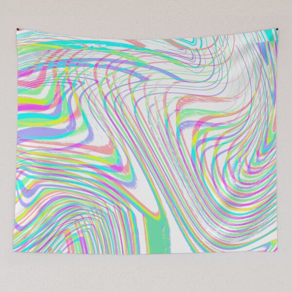 Item preview, Modern Liquid Swirl Abstract Pattern Square Vibrant Neon Tones and White Multicolor Design designed and sold by theprintedclub.