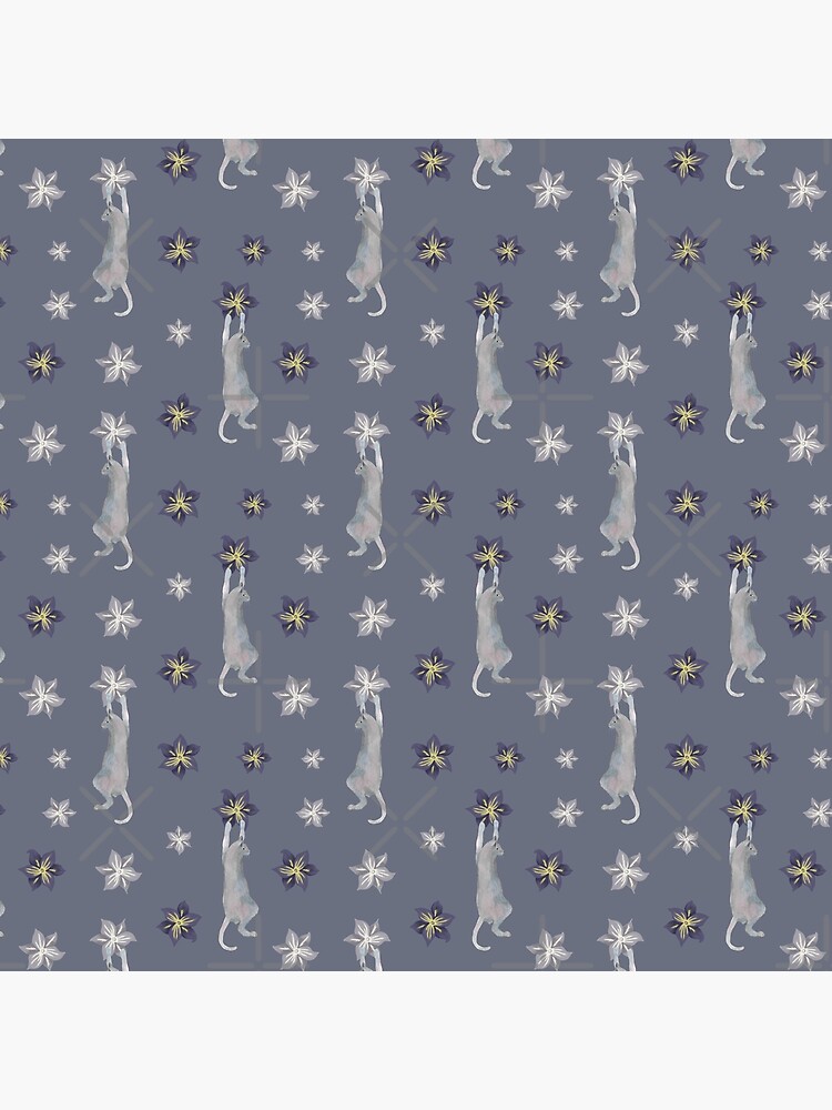 Cats climbing flowers on purple gray by andreeadumez