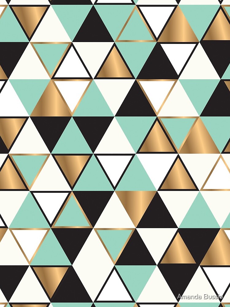 Abstract triangles in gold, black and turquoise by AmandaBussio